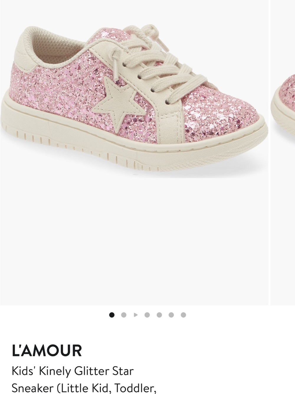 L'Amour Glitter Star Kids' Sneaker - Pink & Cream